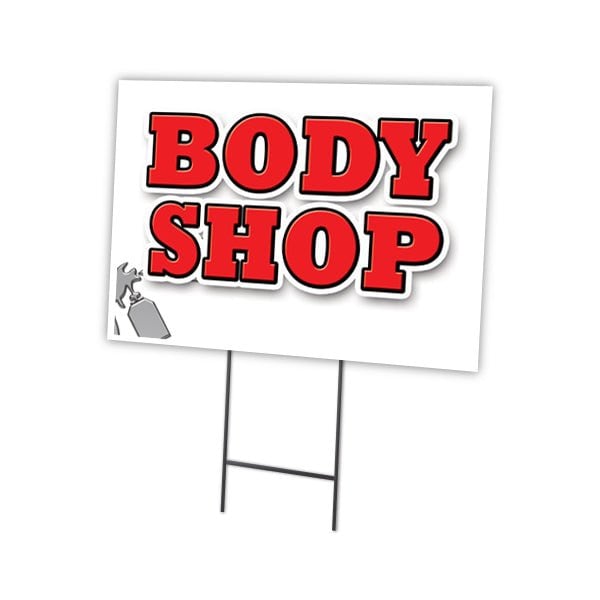 Signmission Body Shop Yard Sign & Stake outdoor plastic coroplast window, C-1216-DS-Body Shop C-1216-DS-Body Shop - main